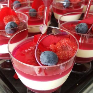 Raspberry panna cotta